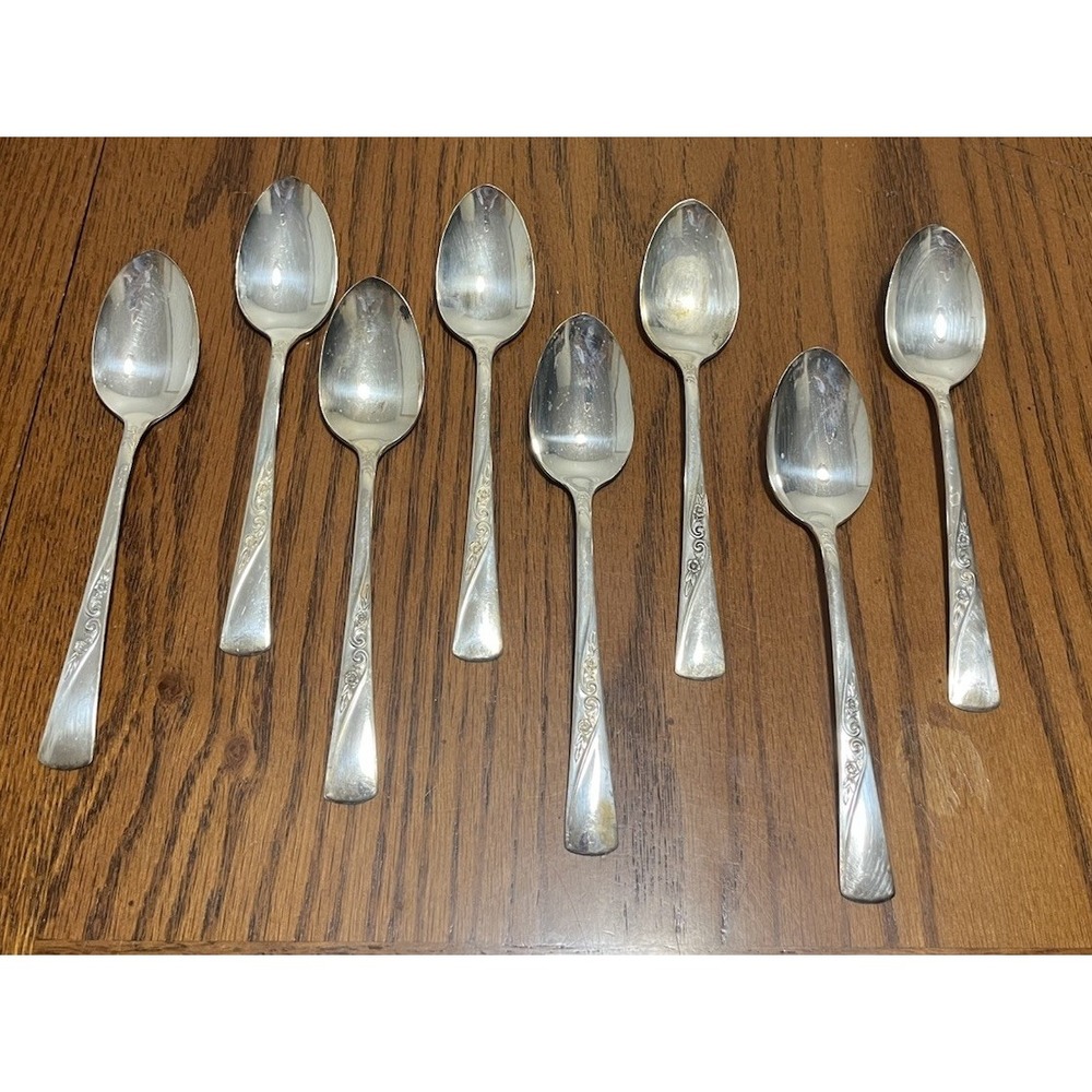 Revelation Silverplate, Precious Flower, 8 Tablespoons International Silver 1953